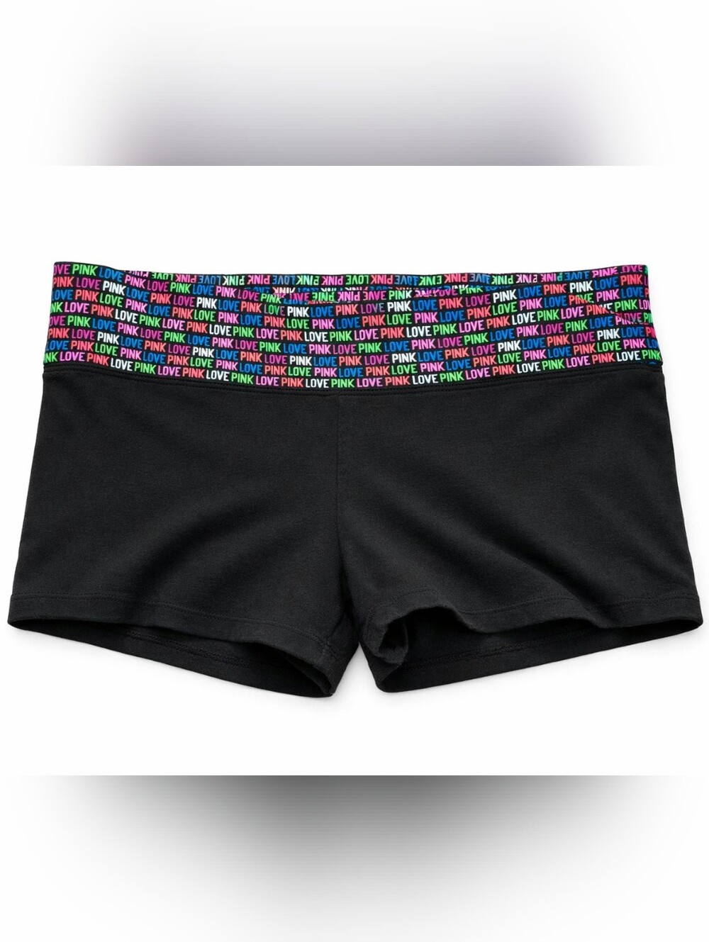 Victoria's Secret Black Yoga Shorts with Multicolor LOVE PINK Waistband Size M